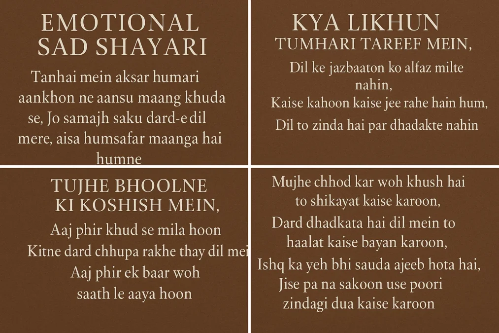 What Is Emotional Sad Shayari: A Complete 2025 Collection of Heart Touching Lines Deep Feelings and Soulful Poetry About Love and Pain